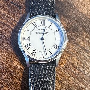 Tiffany & Co. Silver Watch with Black Strap